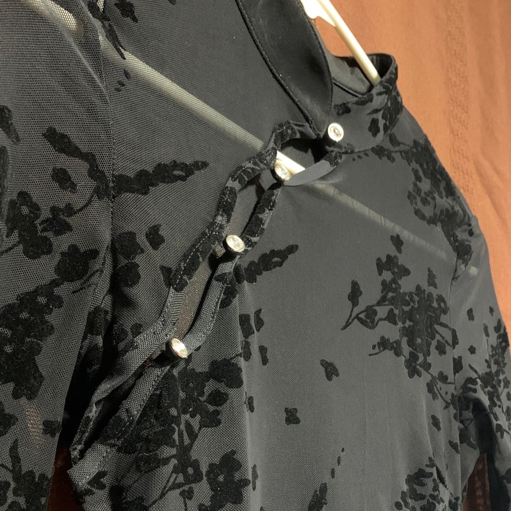 Sheer Black Floral Women's Dress - Picture 4 of 8